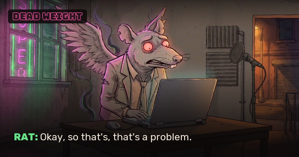 The Flying Rat staring at his laptop in horror.